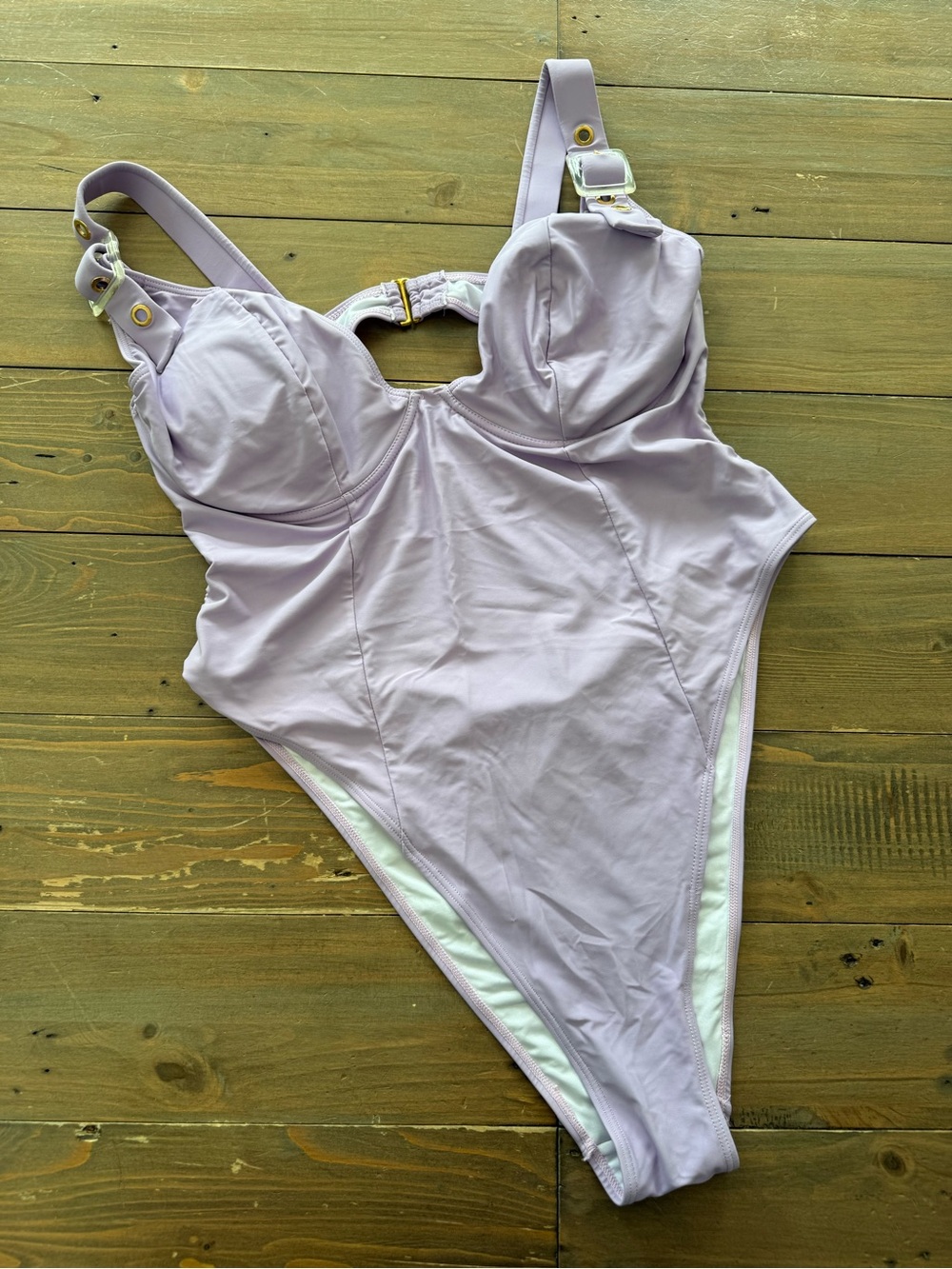Fashion to Figure Lilac One-Piece Swimsuit with Gold Hardware